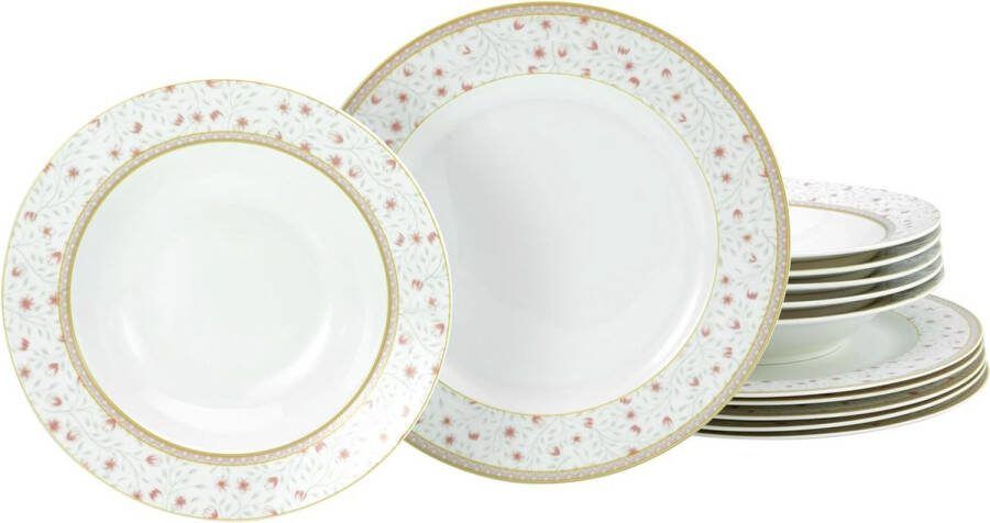 12-delige Emilia serviesset van porselein tafelservies CreaTable 17528 serie