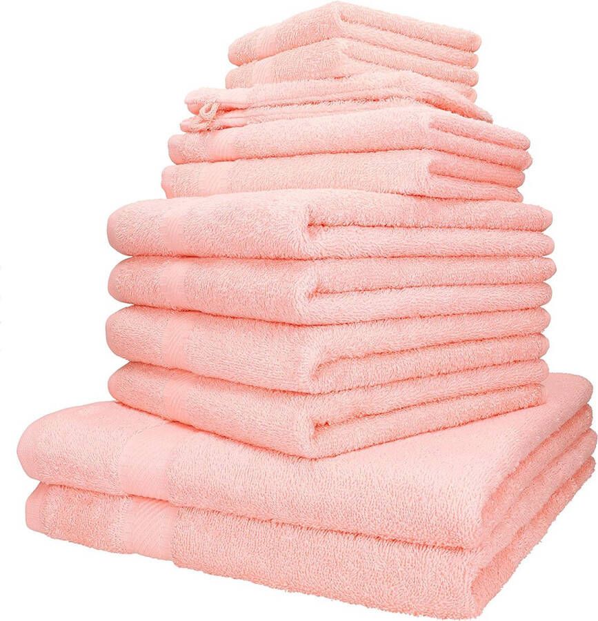 12-delige handdoekenset Palermo 100% katoen 2 ligdoeken 4 handdoeken 2 gastendoekjes 2 zeepdoekjes 2 washandjes kleur steen
