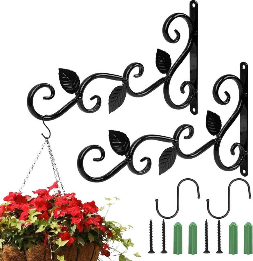 12-delige hangende plantenhouder haken voor plantenhanger ijzeren plantenhouder metaal plantenhaken muur bloemenhaak tuin plant wandhouder met schroeven houder voor bloemenmand