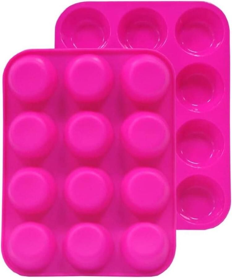 12-delige Muffinvorm voor Muffins Bakvormen Brownies Pudding Cake Roze