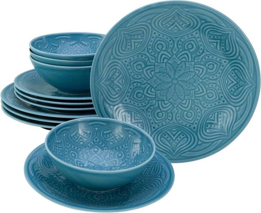 12-delige serviesset- Orient Mandala serie van porselein vaatwasser- en magnetronbestendig Made in Europe