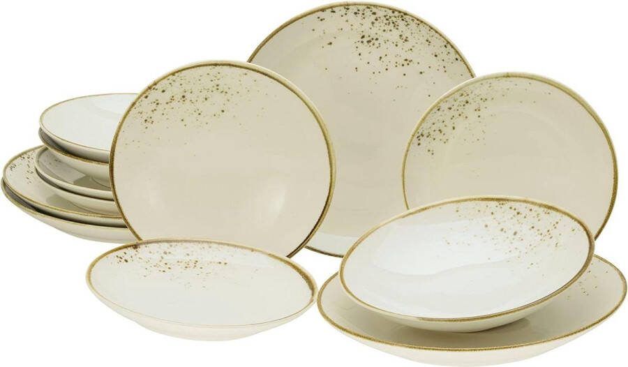 12-delige serviesset van aardewerk Nature Collection Natural Living vaatwasser- en magnetronbestendig