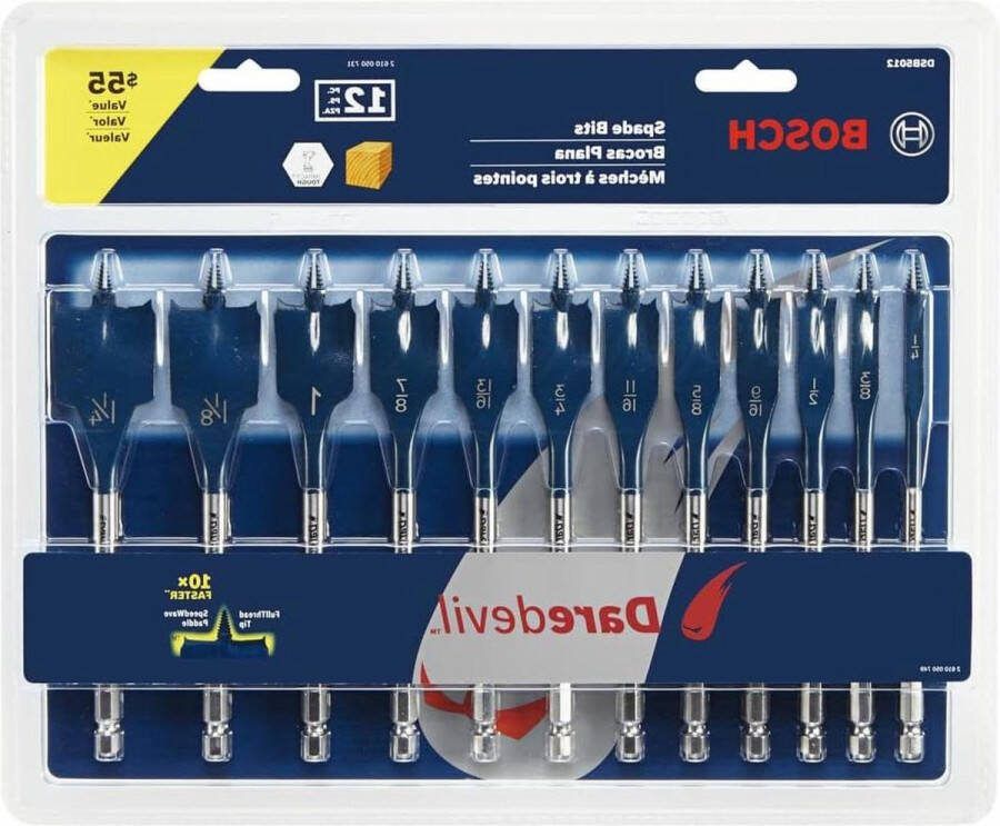 12-delige set Daredevil Spade Bits 1 4 In. Hex Shank Ideaal voor snel boren in hout