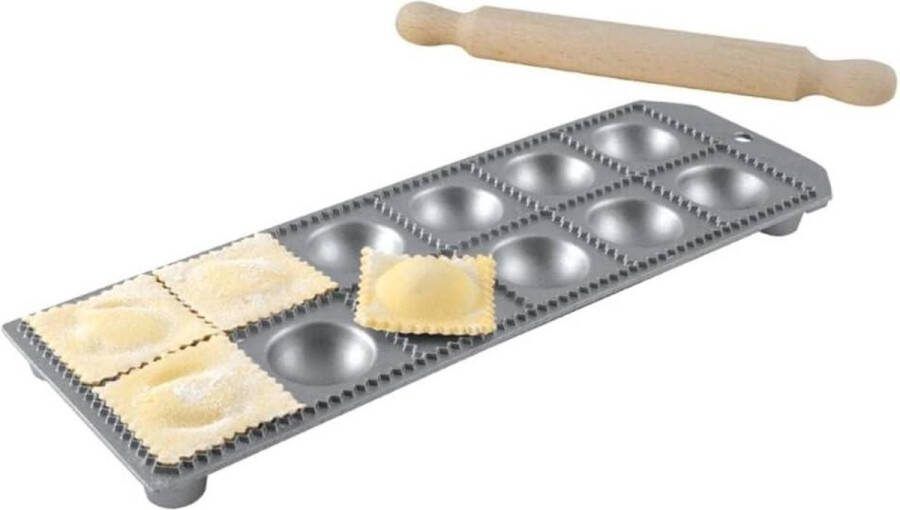 12-gaats ronde Ravioli Maker aluminium met deegroller