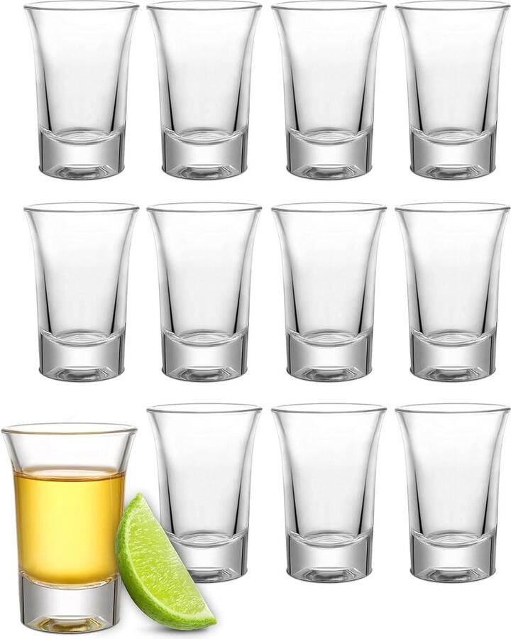 12 Glazen Shotglazen 4cl Vaatwasmachinebestendig Stabiele dikke bodem Party Shotglazen