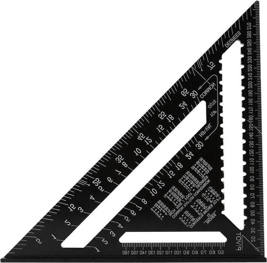 12 inch aluminiumlegering metrische en keizerlijke liniaal professionele timmerman hoek gradenboog dakbedekking rafter meetinstrument