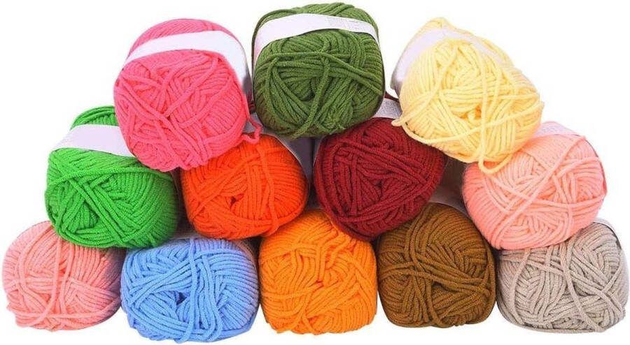 12 kleuren Melk Katoen Garen Zachte Warme Haak Katoen Breigaren Haakbrei Accessoires voor Professionals en Beginners