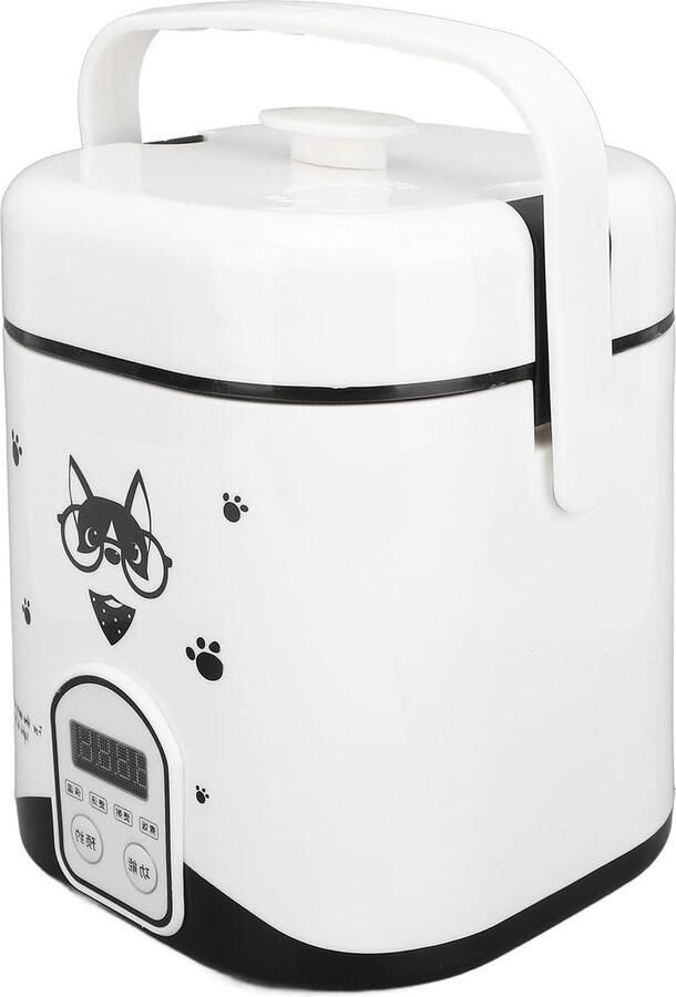 12 Liter Kleine Rijstkoker Antiaanbaklaag Multifunctioneel Reiskooktoestel 24 Uur Timer Draagbaar Mini-rijstkoker Warmhoudfunctie Voedselstomer Wit