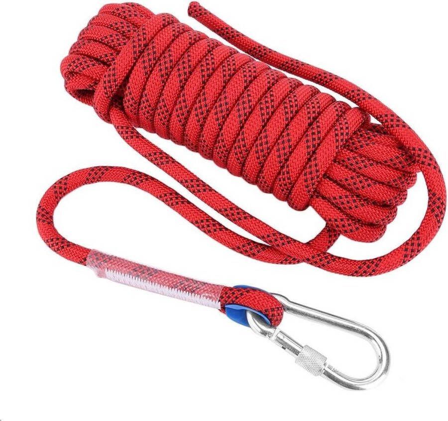 12 mm extra dik massief klimtouw sterk polyester outdoor camping noodsituatie wild survivaltouw meerlaags dik parachutekoord paracord met gesp en karabijnhaak voor buitenactiviteiten 10 m touw