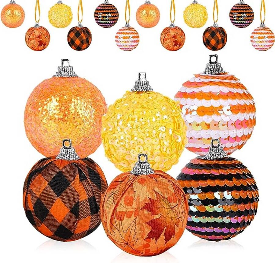 12 Pack bal ornamenten herfst decoratie ballen Thanksgiving decoratie herfst krans decoratie voor oogst festival herfst