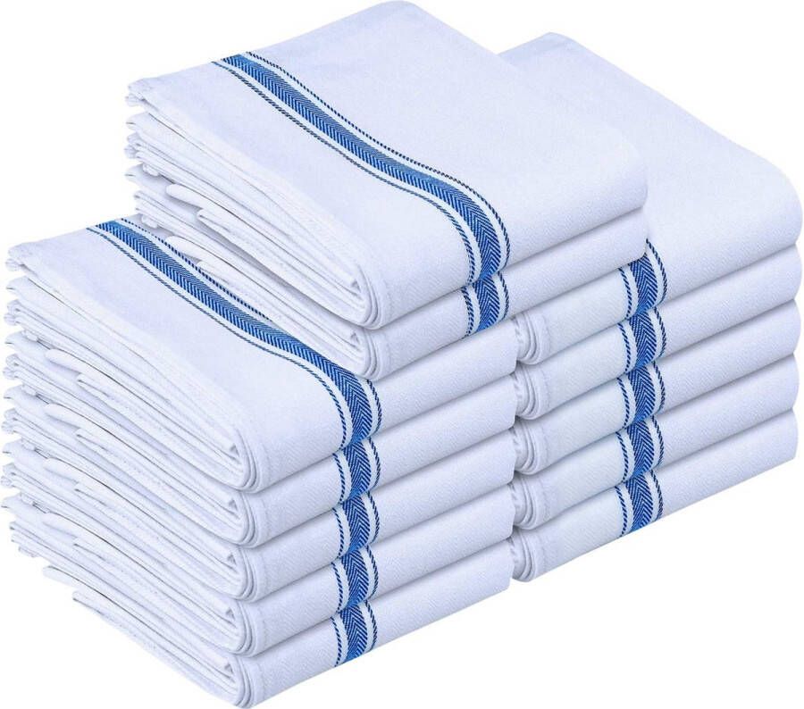 12 Pack Schotelhanddoeken 100% Katoen (38 x 64 cm) Keukenhanddoeken Bardoeken en Theedoeken (Blauw)