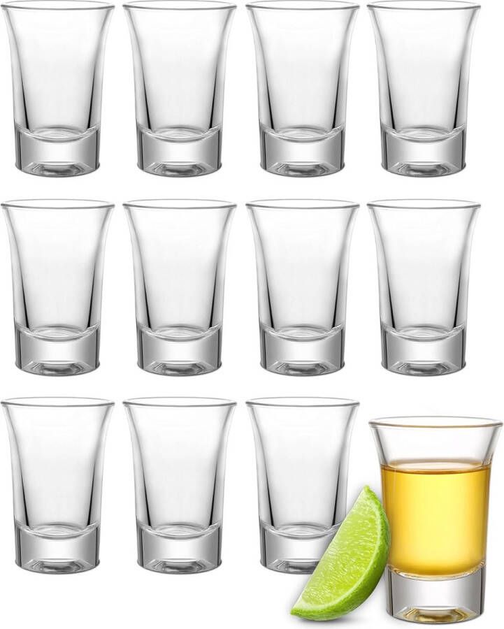 12 Shotglazen van glas 4cl Vaatwasmachinebestendig Stabiel dankzij dikke bodem Shotglazen voor elk feest