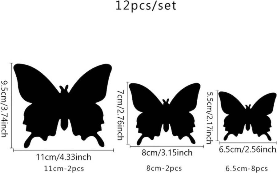 12 stuks 3D vlinder spiegel muurstickers