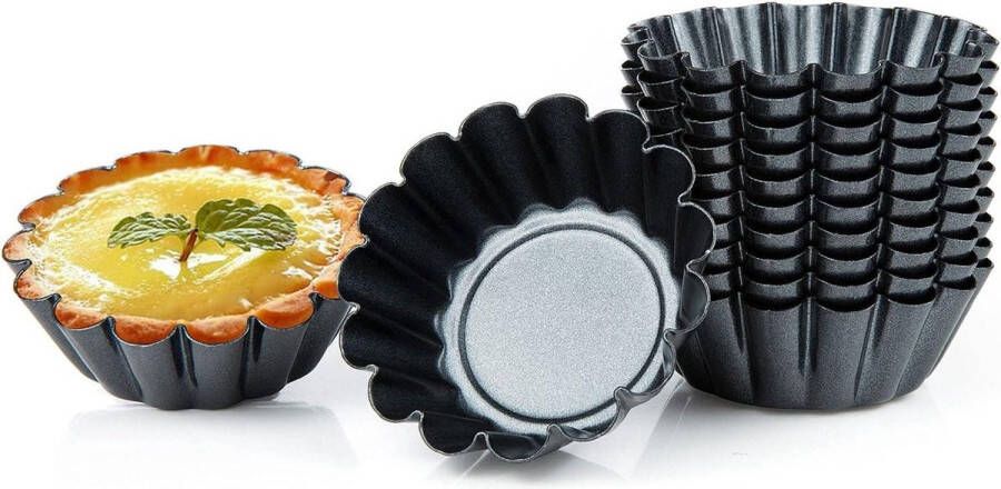 12 stuks ei-taartvorm herbruikbare mini-taartvormen metaal cupcake muffinvorm anti-aanbak bakgereedschap voor pudding cake. tartelette vormen