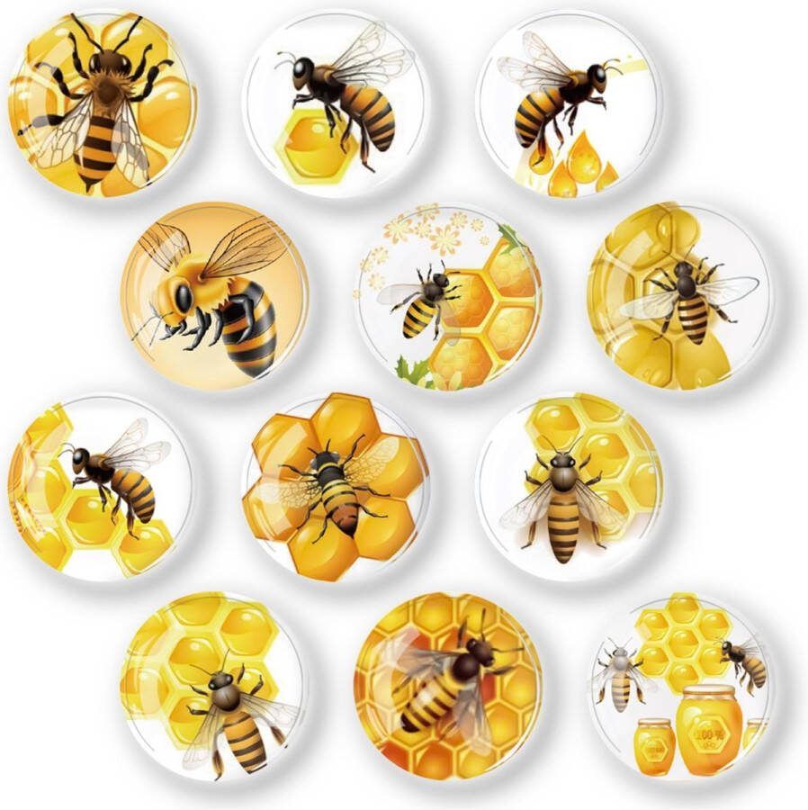12 stuks glazen cabochons glasmagneten kinderkoelkastmagneten decoratief voor koelkast voor whiteboards koelkasten kleine bijen