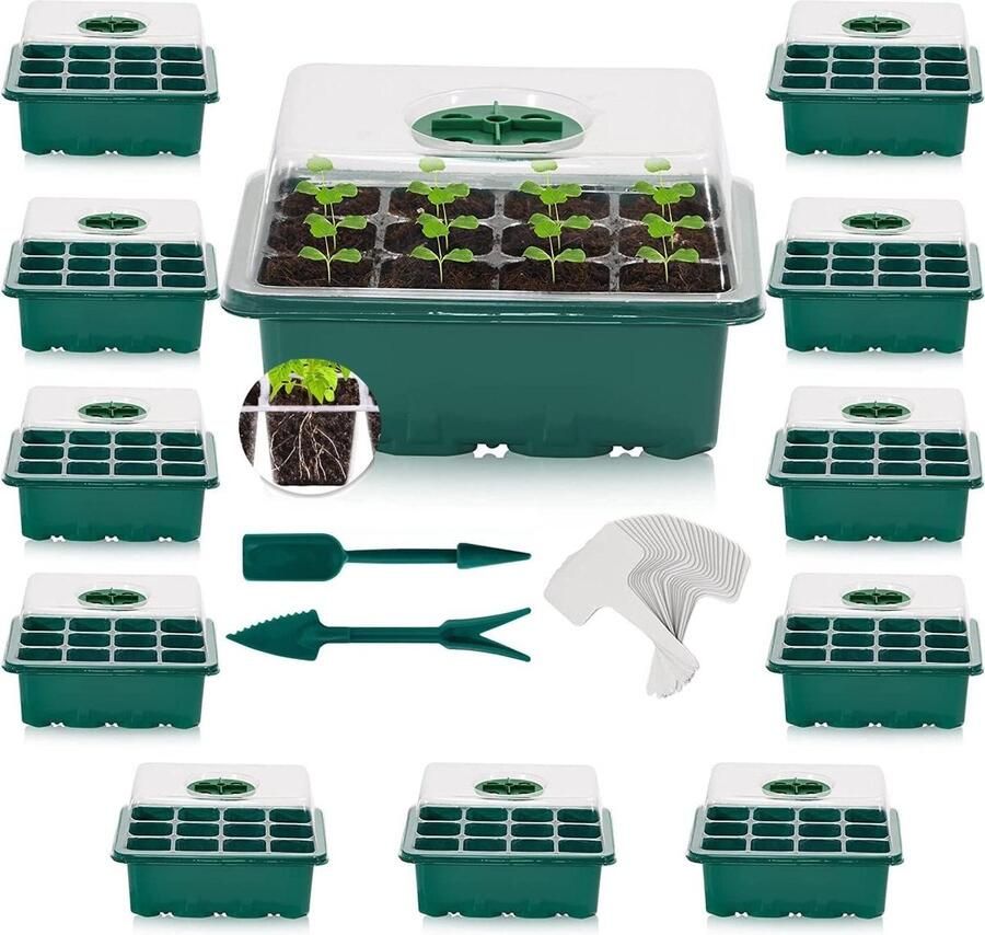 12 stuks kamerkas 144 cellen mini-broeikas kweekset starter zaailingen planten groot formaat Kweekbak