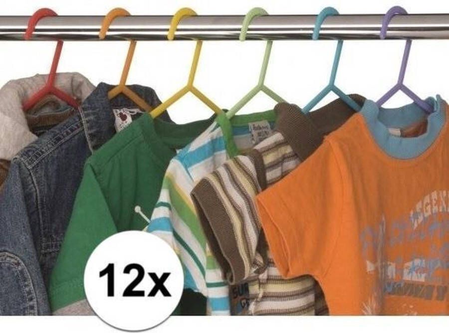 12 stuks kledinghangers in verschillende kleuren kinderkleding opberggen