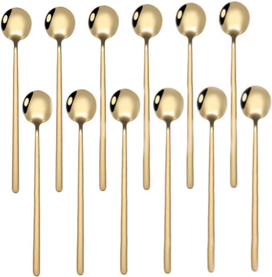 12 stuks koffielepels roestvrij staal mini-taartlepel spiegel gepolijst theelepelset 13 3 cm (goud) 13 3 cm