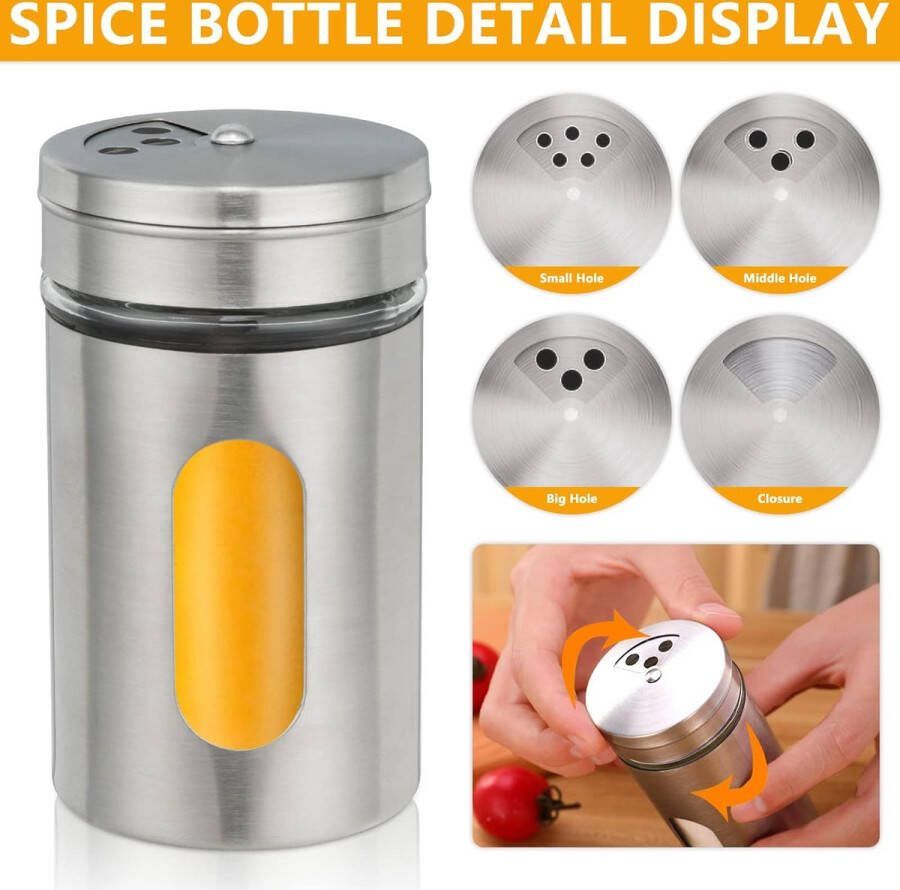 12 stuks kruidenpotjes set met schroefdop 100 ml roestvrij staal kruidenpotjes ronde kruidenpotjes kruidenstrooier poreuze kruidenfles met draaisluiting keuken kruidenpotjes