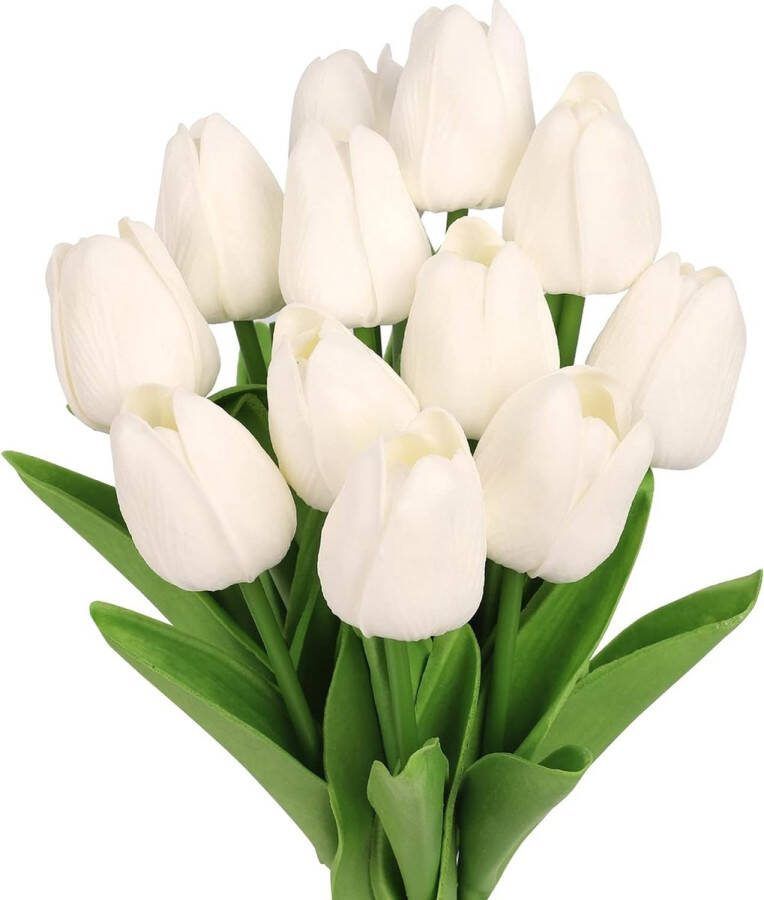12 stuks kunstbloemen kunsttulpen met realistische touch nepbloemen witte tulpen voor bruiloftskamer feest bruiloftsdecoratie boho-decoratie