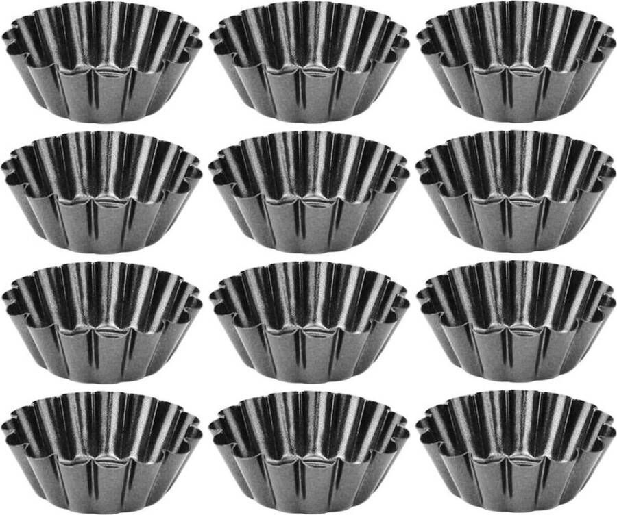 12 stuks mini eiercakevormen cupcake-muffinvorm taartvorm anti-aanbak voor pudding cake muffin tartelette vormen