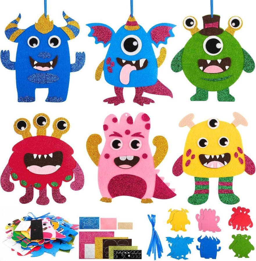 12 stuks monster-knutselset voor kinderen schuimrubber knutselset voor kinderen Halloween doe-het-zelf knutselen voor jongens en meisjes vanaf 3 4 5 6 7 8 9 10 jaar voor kinderverjaardag