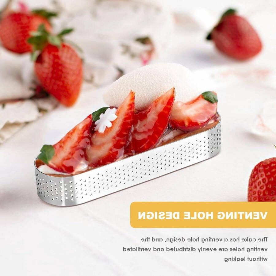 12 stuks ovale taartvormen Frans dessert mousse fruit taart ring quiche cakevorm roestvrij staal taarten mousse ring kopen tartelette vormen