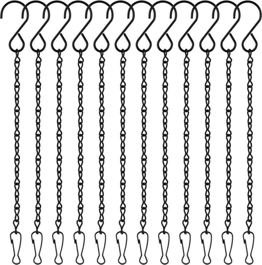 12 stuks plantenhangers bloempotketting metalen kettingen ophangkettingen 24 cm zware zwarte metalen kettingbeugel voor hangplantenpot hangplant vogellantaarns