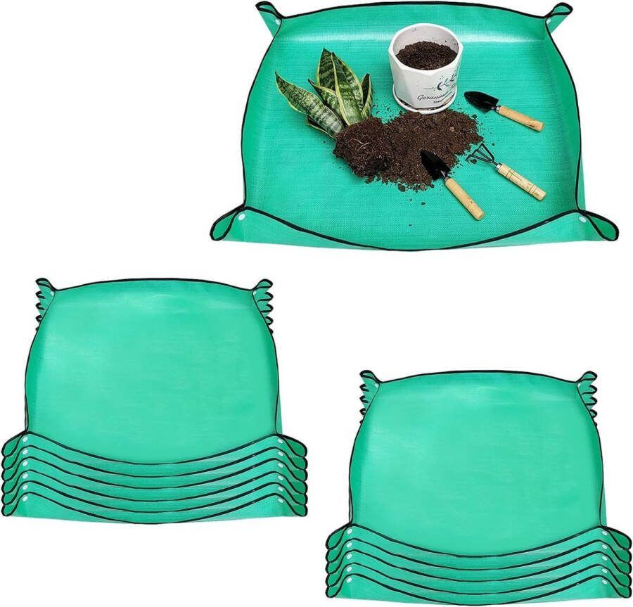 12 stuks plantenverpottenmat voor binnenplanten 66 x 66 cm voor vetplanten draagbaar waterdicht voor tuinieren opvouwbare verplanten mat