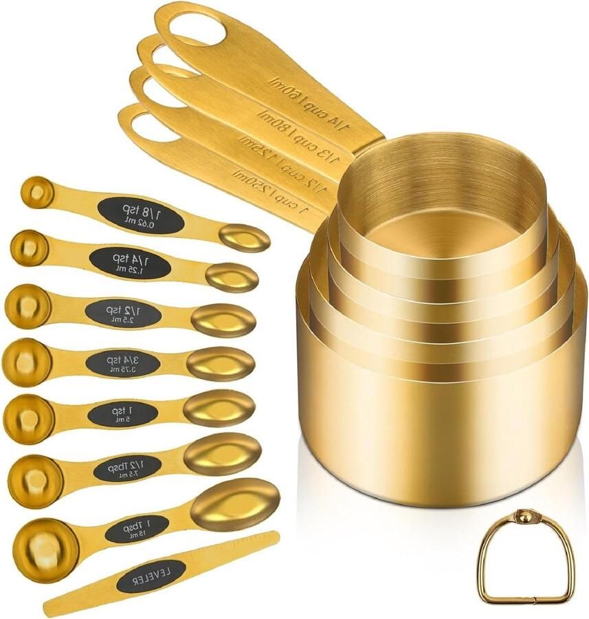 12 stuks Roestvrijstalen Maatbekers en Magnetische Maatlepels Set Voor Bakken en Koken met Droge en Vloeibare Ingrediënten