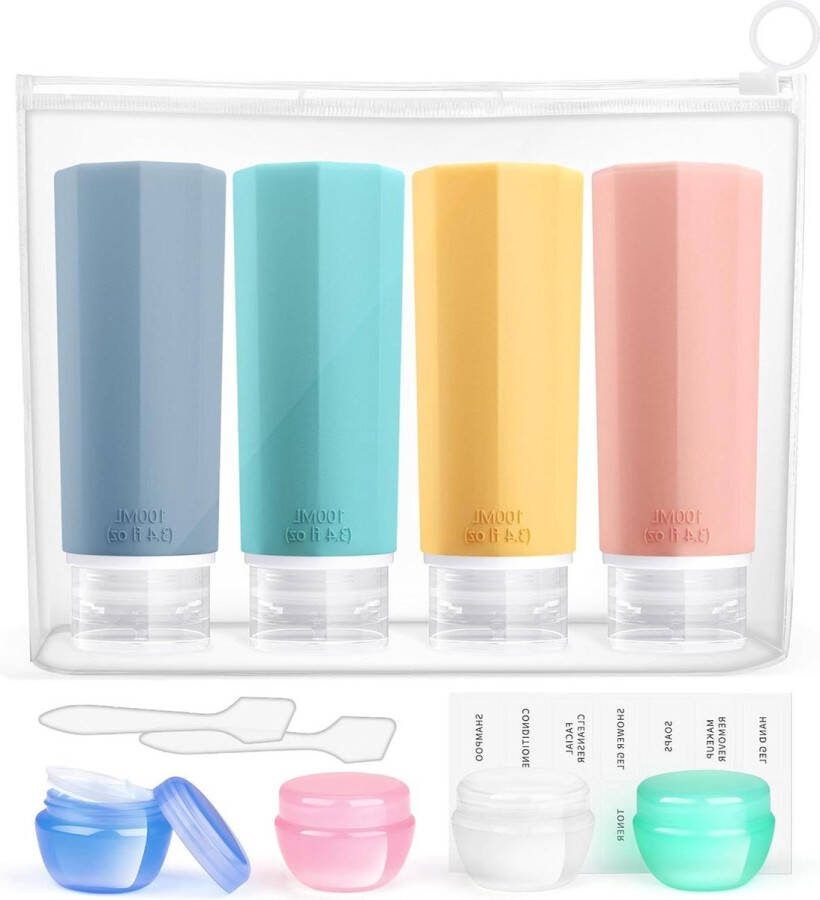 12 stuks siliconen reisflessen ideaal voor cosmetica vloeistoffen lekvrij en navulbaar 100 ml reisformaat lege reisset reisflesjes 100ml