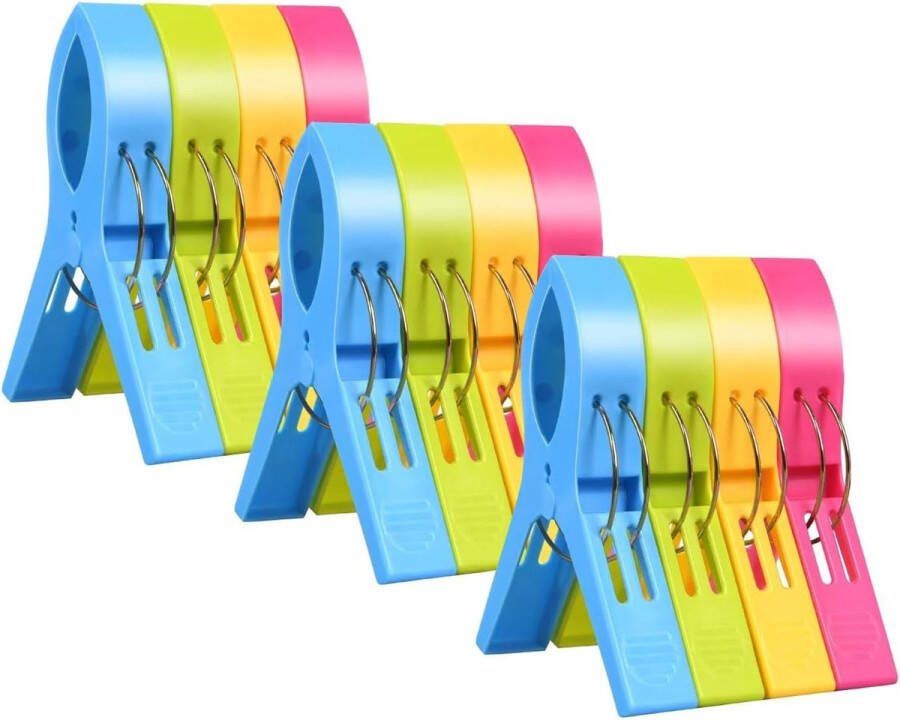 12 stuks strandhanddoekklemmen wasknijpers strandhanddoekclips kunststof klemmen jumbo grote handdoekklemmen voor strand zwembad dagelijkse was zware badhanddoek