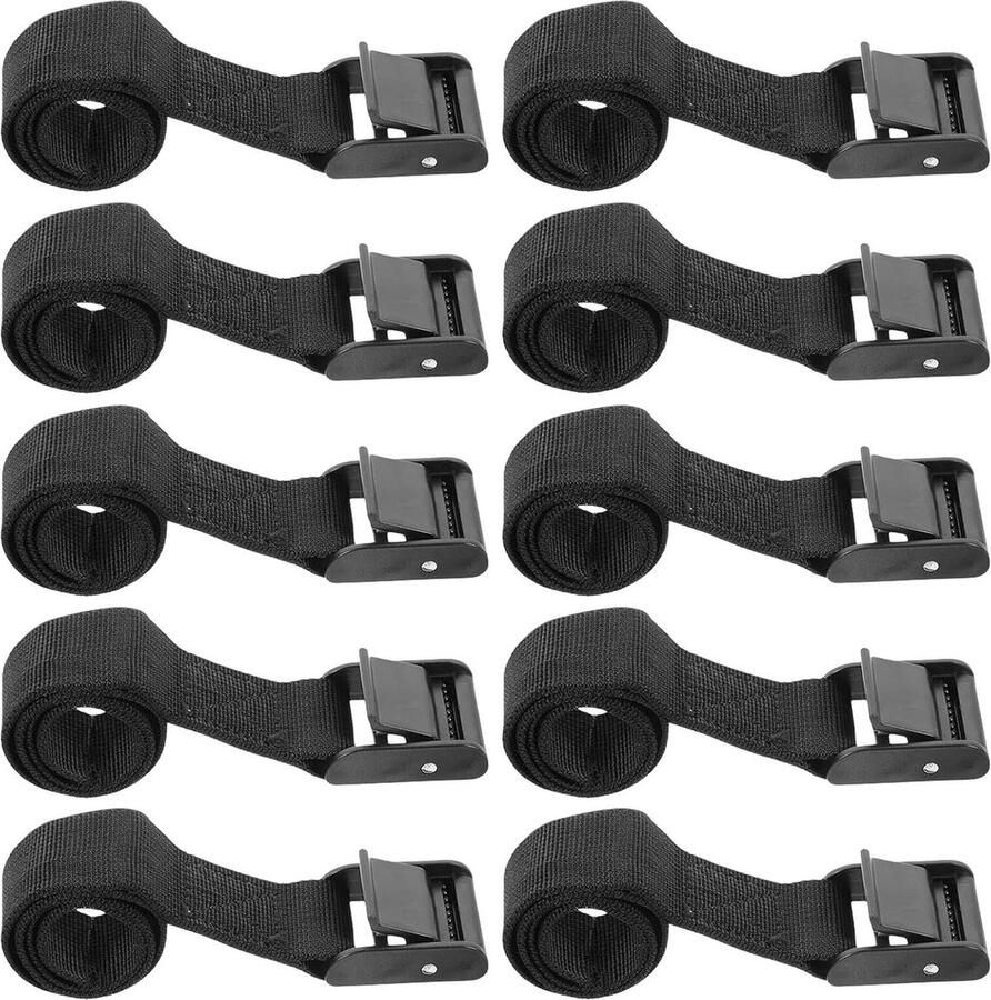 12-stuks zwarte spanbanden 40 cm met klemsluiting sjorbanden voor fietsen en motorfietsen bagagepakketten voor camping Spanbanden met ratel