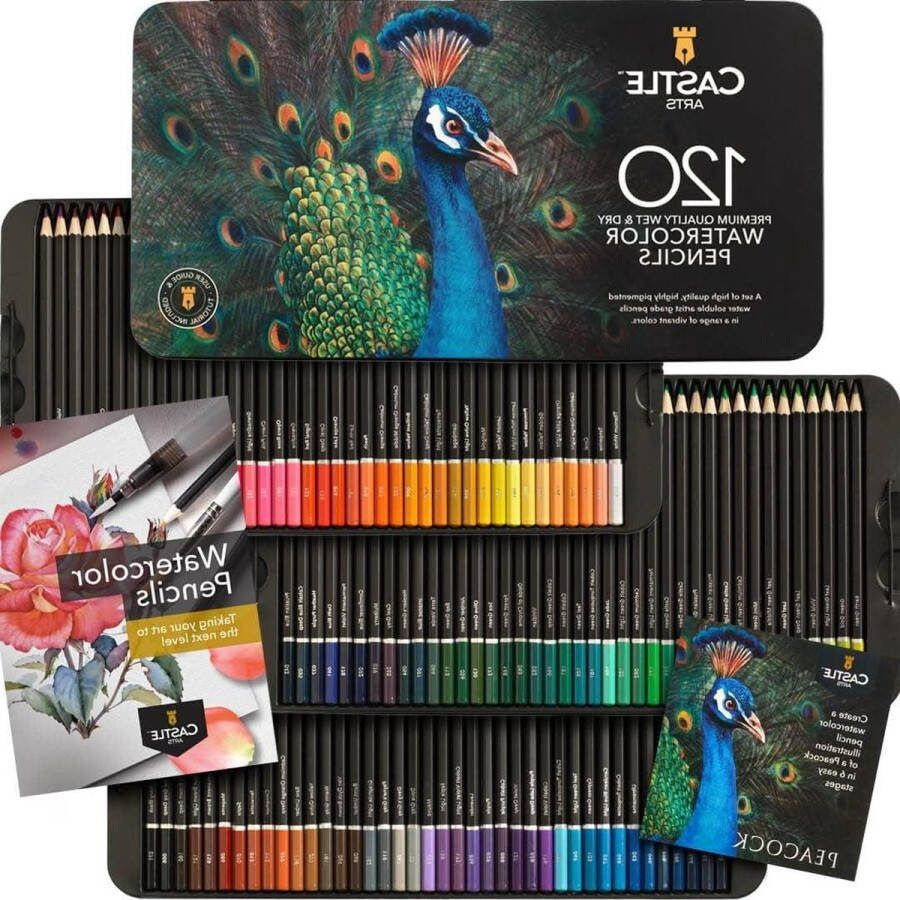 120-aquarelpotloden-set met gratis brush pen hoge kwaliteit pigmenten Tekendoos