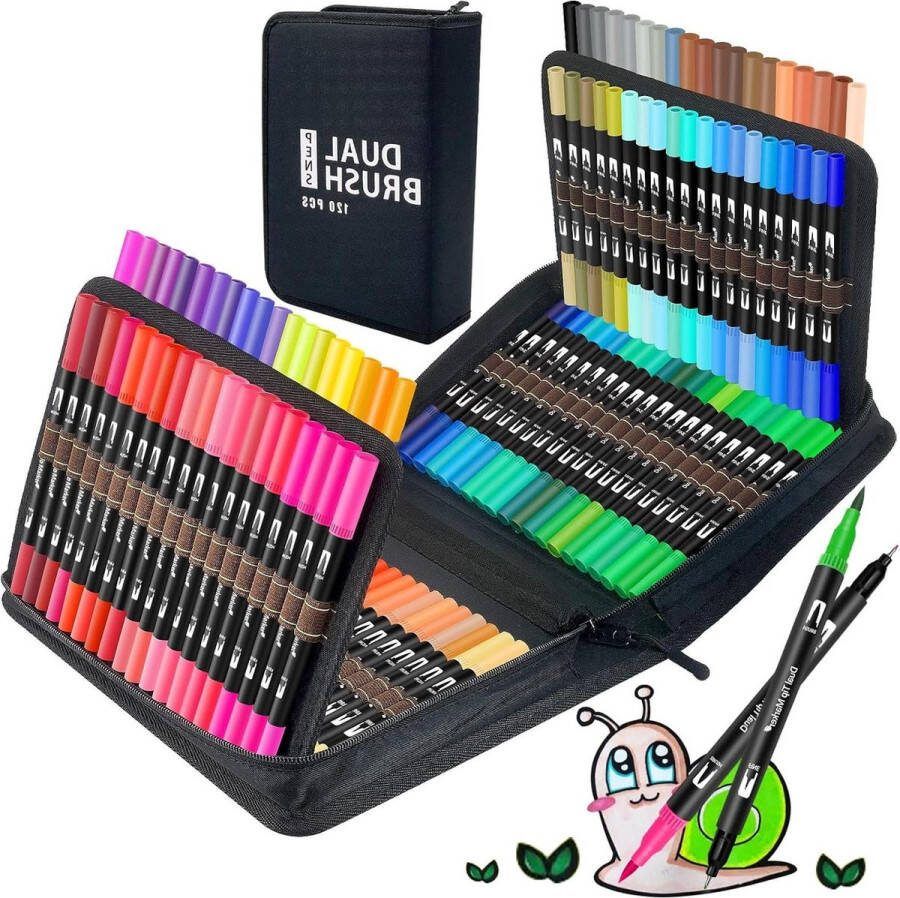 120 Fineliner viltstiften Dual Tip Brush Marker Pennen voor tekenen Kleurboeken voor volwassenen Bullet Journal Artist Beginner Kids Calligraph Schetsen