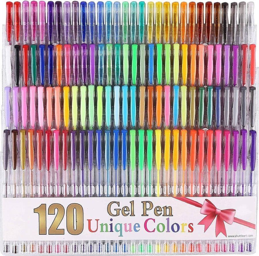 120 kleuren gelstiftenset gelstiften set met glitter neon pastel metallic stiften voor volwassenen glitterstiften voor kinderen en meisjes gelpennen om kleurboek te beschilderen