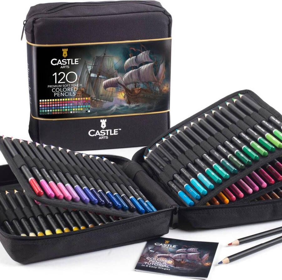 120 kleurpotloden Set met ritssluiting Kwaliteit Soft Core Gekleurde Leads voor Volwassen Artiesten Professionals en Colourists In nette sterke draagtas met ritssluiting