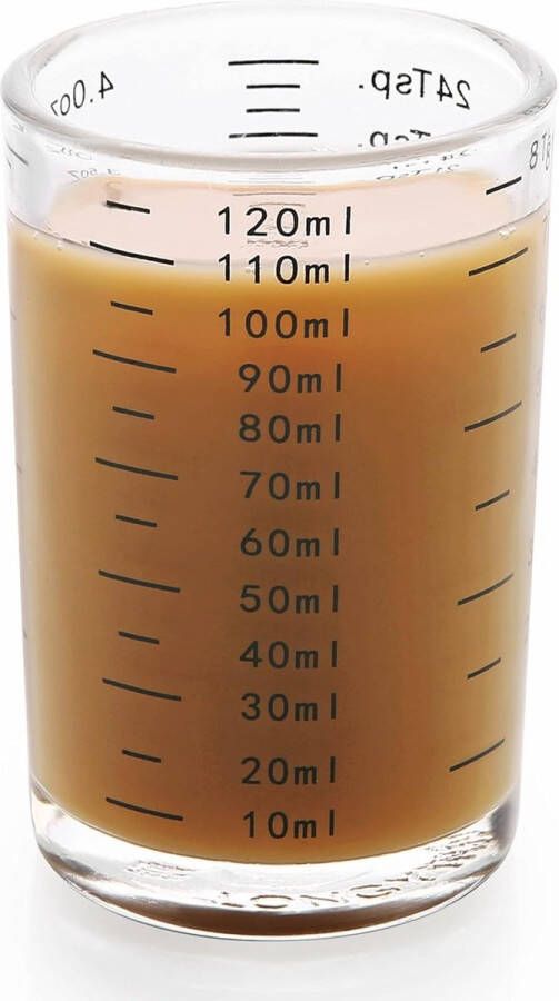 120 ml shotglaasjes glazen maatbeker met schaal espresso shotglaasjes voor keuken bar feest cocktail tequila wodka (zwart)