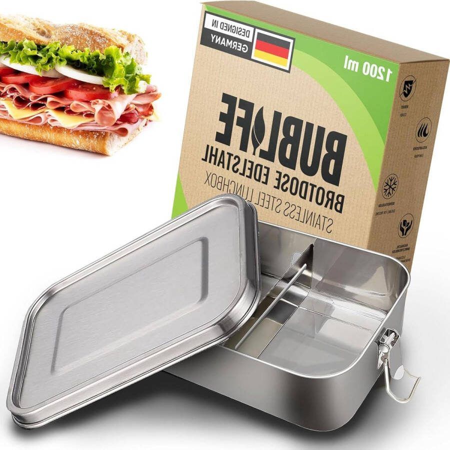 1200 ml Bublife broodtrommel met vakken voor kinderen lunchbox bento box snackbox voor kinderen volwassenen