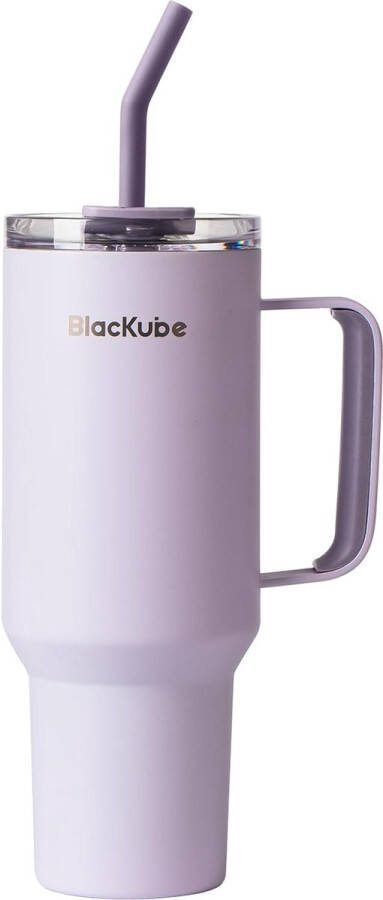 1200 ml drinkbeker met deksel en rietje beker met deksel en rietje BPA-vrij lekvrij grote metalen drinkfles voor sport school fitness buiten kamperen lila kleuren