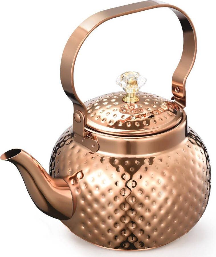1200 ml theepot koffiepot roestvrij stalen theepot met zeefinzet fijne roestvrijstalen infuser om losse bladeren thee te zetten (brons)
