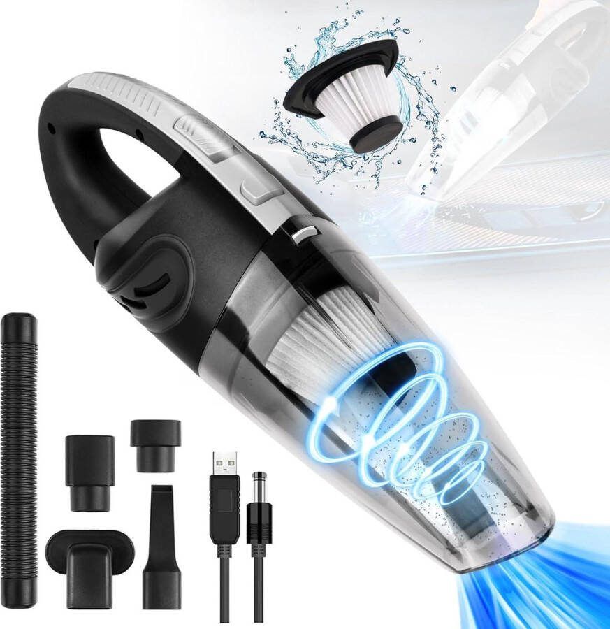 120W Handstofzuiger Voor Auto Draagbare Stofzuiger met HEPA Filter USB Oplaadbaar Nat & Droog Stofzuigers 5 Accessoires marterverjager auto
