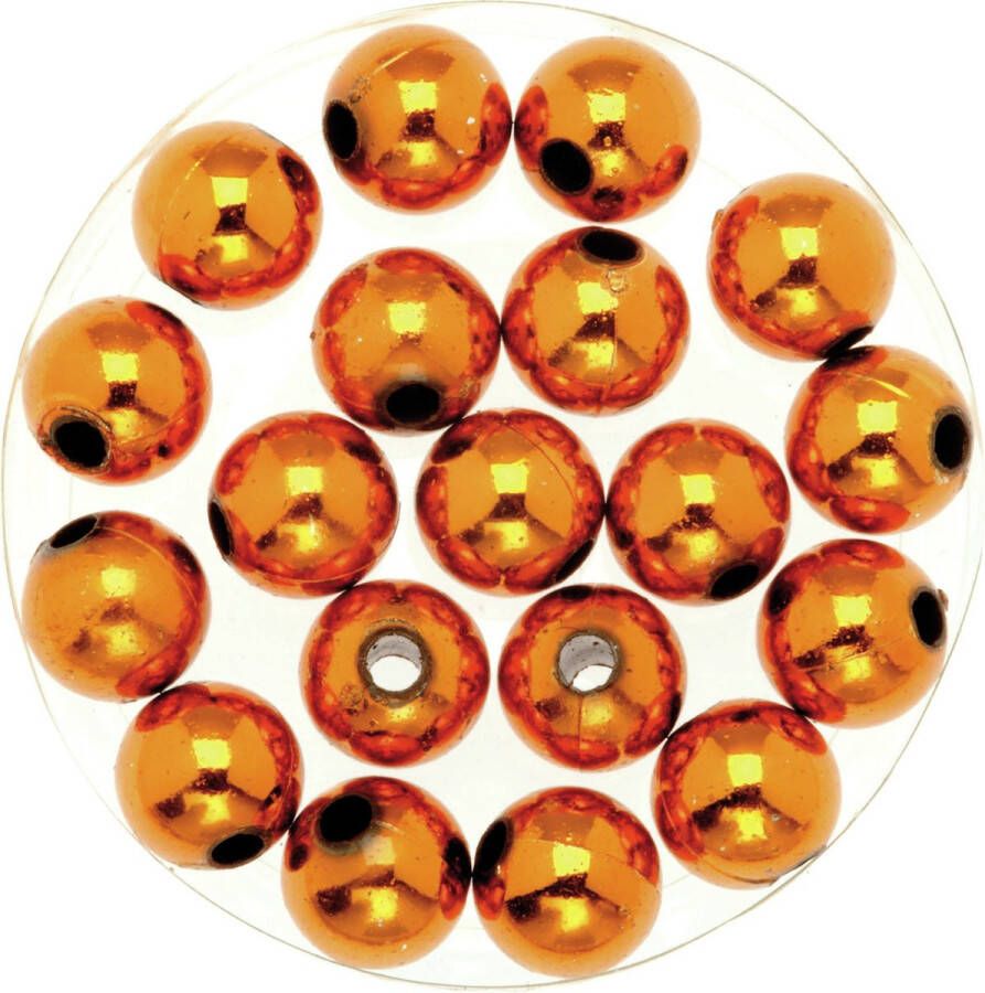 Merkloos Sans marque 120x stuks sieraden maken glans deco kralen in het oranje van 10 mm Kunststof reigkralen voor armbandjes kettingen