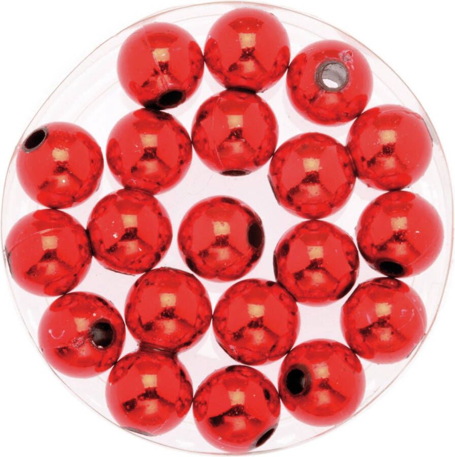 Merkloos Sans marque 120x stuks sieraden maken glans deco kralen in het rood van 10 mm Kunststof reigkralen voor armbandjes kettingen
