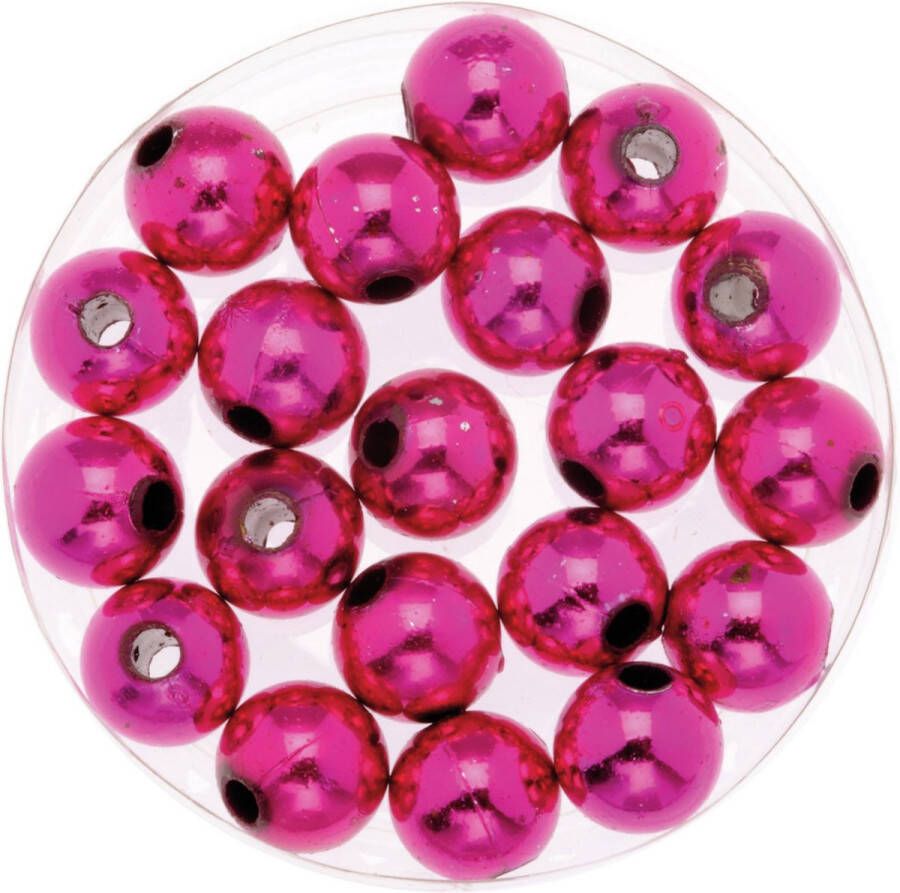 Merkloos Sans marque 120x stuks sieraden maken glans deco kralen in het roze van 10 mm Kunststof reigkralen voor armbandjes kettingen