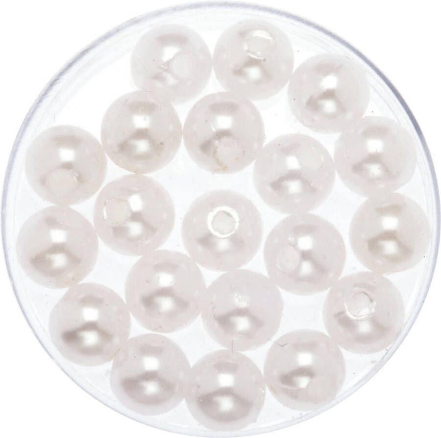 Merkloos Sans marque 120x stuks sieraden maken glans deco kralen in het wit van 8 mm Kunststof reigkralen voor armbandjes kettingen