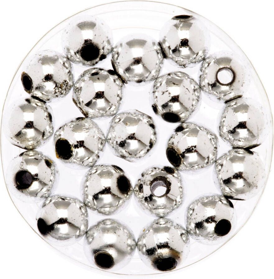 Merkloos Sans marque 120x stuks sieraden maken glans deco kralen in het zilver van 10 mm Kunststof reigkralen voor armbandjes kettingen