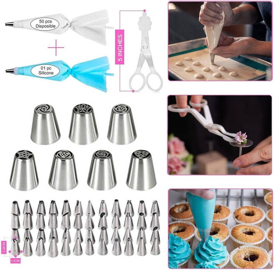 124 stuks taarten accessoires bakaccessoires taartplaat taartdecoratie draaibare bakset voor beginners