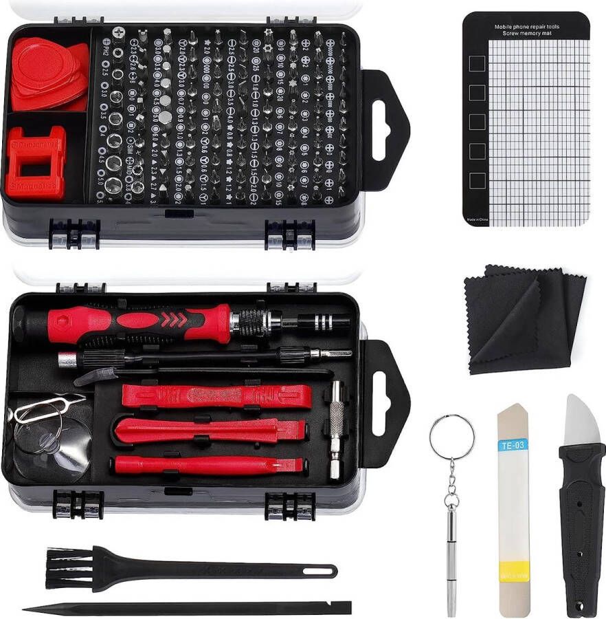 125-in-1 precisieschroevendraaierset voor iPhone laptop tablet horloges camera enz. (rood)