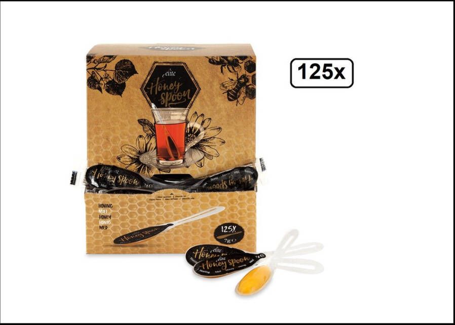 Merkloos Sans marque 125x Honey Spoon honinglepel per stuk verpakt in dispenserbox Thee honing lepel drinken festival thema feest